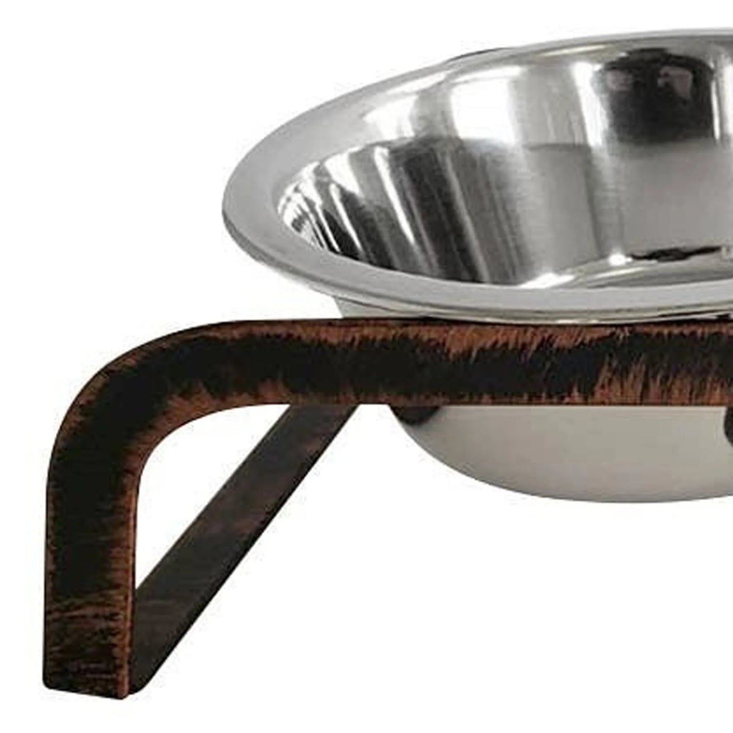Rustic Elevated Dual Dog Bowl – Copper Finish Feeding Station