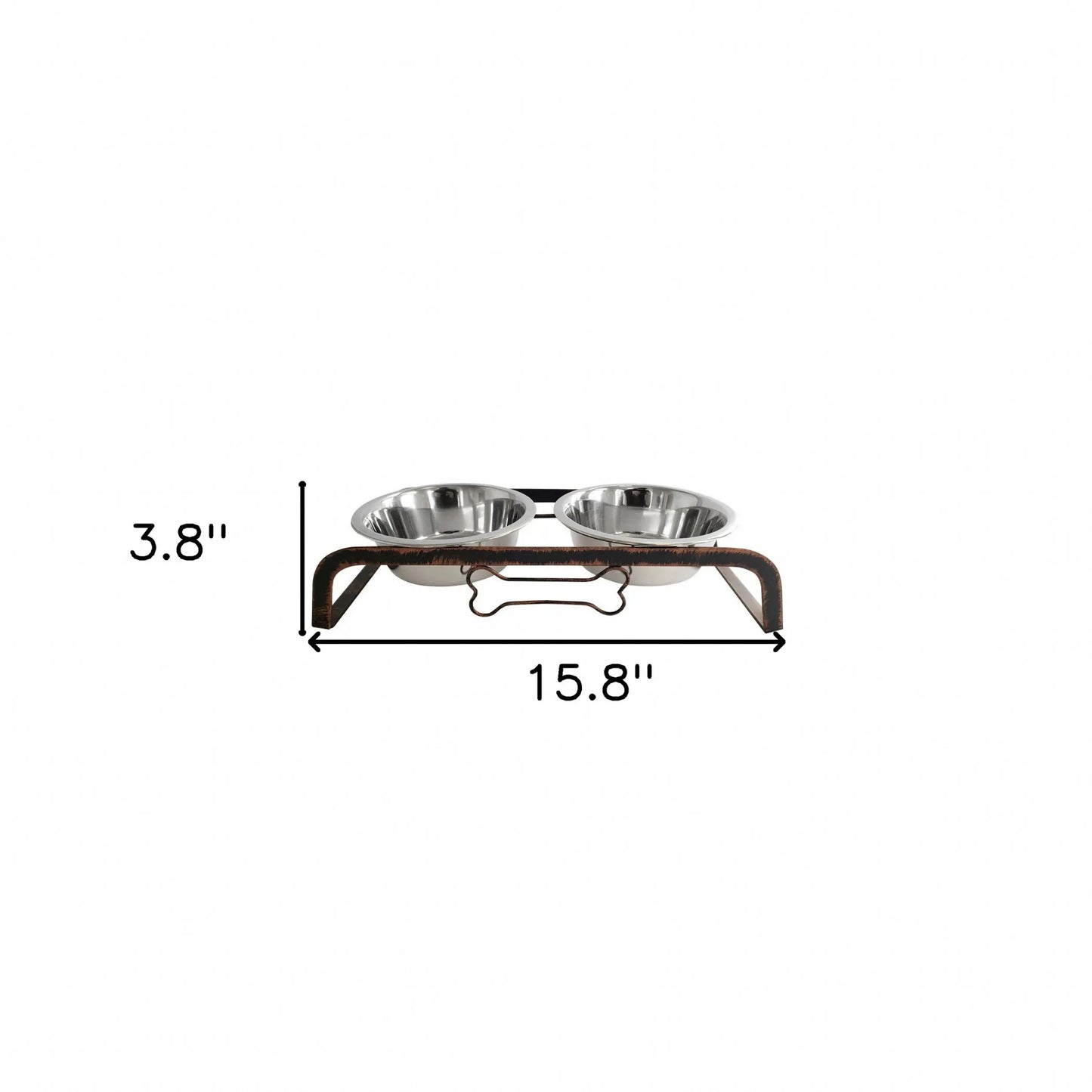Rustic Elevated Dual Dog Bowl – Copper Finish Feeding Station